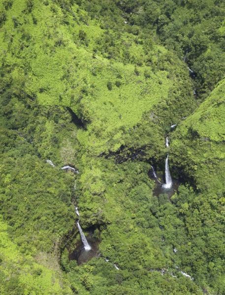 USA, Hawaii, Kauai Aerial view of waterfalls